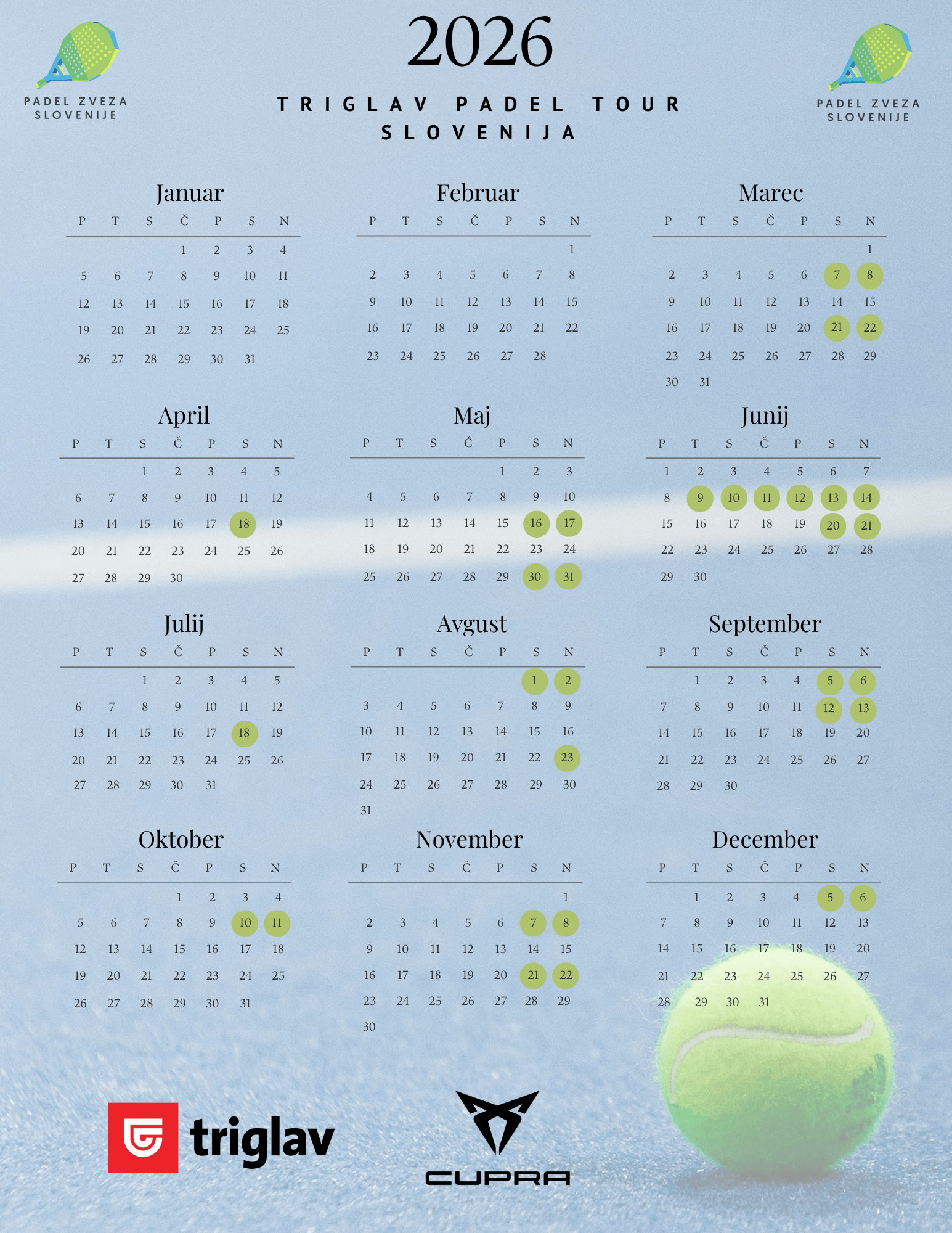 Koledar padel turnirjev 2026